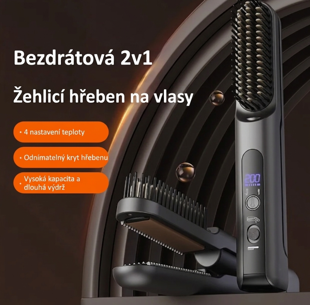 Bezdrátová žehlička a kulma na vlasy 2v1