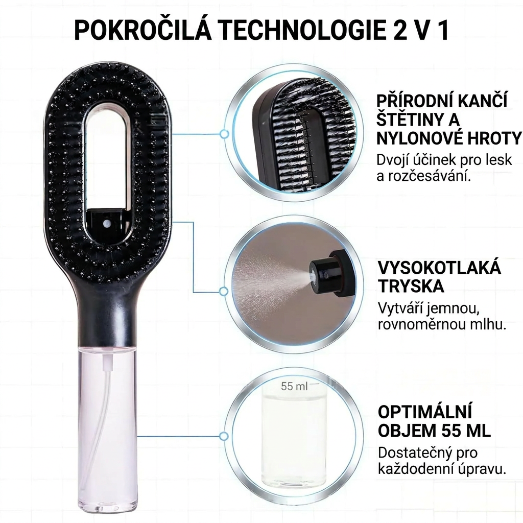StylerHair – Kartáč na vlasy s rozprašovačem 2v1